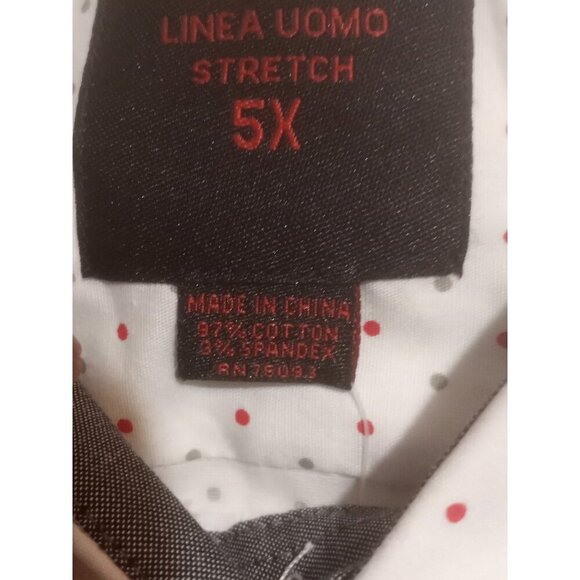New Linea Uomo LU Shirt 5X Mens Button Up Stretch Short Sleeve White Dots - Picture 8 of 11